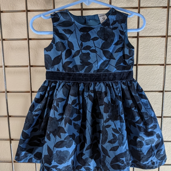 She'll be a cutie patootie in this adorable blue/black floral dress.  Size: 12M - Picture 3 of 9